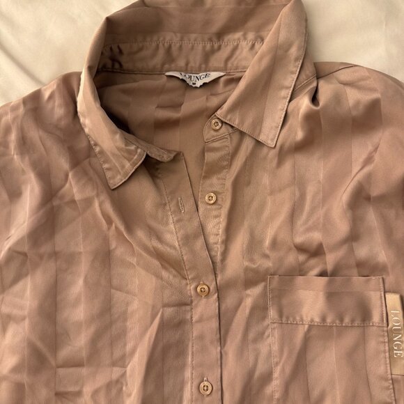 Lounge Striped Satin Pajama Set in "Mink" - Picture 10 of 13